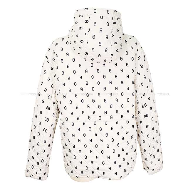 2023 S/S HERMES Blouson Ladies Reversible Chaine D'ancre Pattern Down Coat Navy Cashmere/Polyester #38 3E0123DA[EXCELLENT][Authentic]