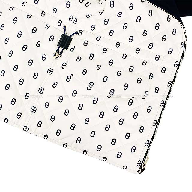 2023 S/S HERMES Blouson Ladies Reversible Chaine D'ancre Pattern Down Coat Navy Cashmere/Polyester #38 3E0123DA[EXCELLENT][Authentic]