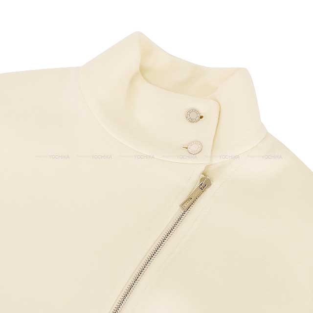 HERMES Stainless collar coat Ladies Short Double Face Sellier Button Cashmere[EXCELLENT][Authentic]