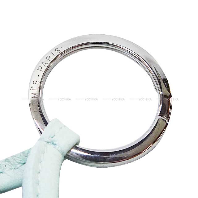 HERMES key ring Carmen Unodos Vert Peppermint/Chocolat Agneau Milo Tuft 1.8 " Silver HW[BRAND NEW][Authentic]