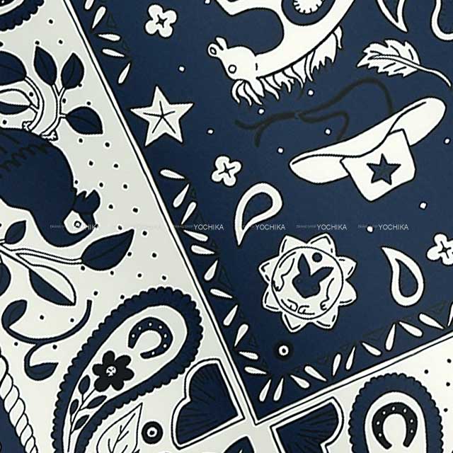 HERMES scarf Carre 55 Animal Bandana Marine/White/Black Silk100%[BRAND NEW][Authentic]