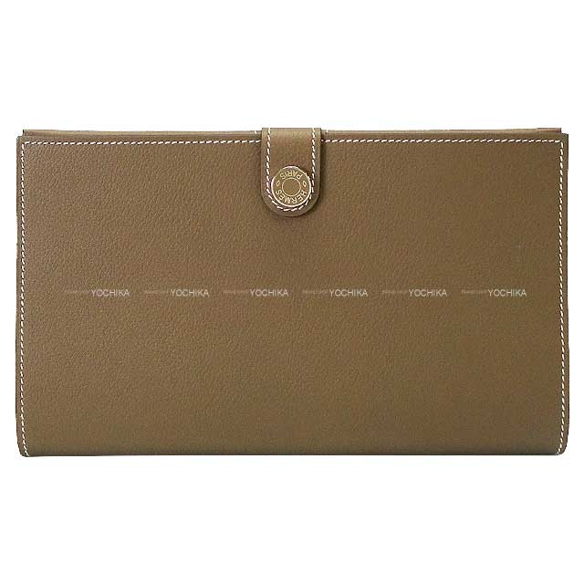 HERMES long wallet Passport Case R.M.S Toutanman Wallet Etoupe Evercolor Silver HW Stamp W[BRAND NEW][Authentic]