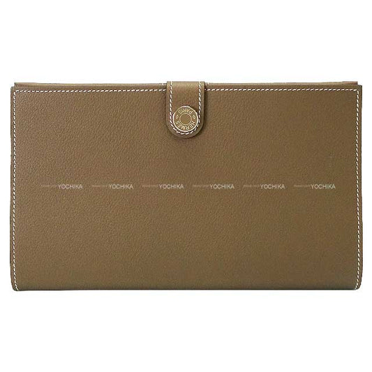 HERMES long wallet Passport Case R.M.S Toutanman Wallet Etoupe Evercolor Silver HW Stamp W[BRAND NEW][Authentic]