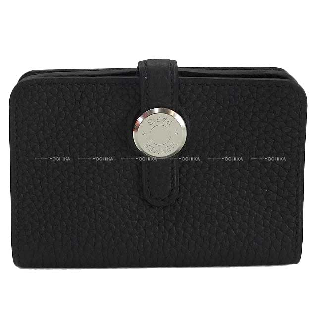 HERMES card holder Dogon Card holder Noir (Black) Veau Togo Silver HW Stamp W[BRAND NEW][Authentic]