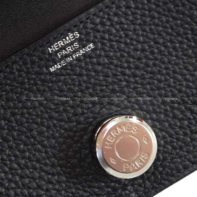 HERMES card holder Dogon Card holder Noir (Black) Veau Togo Silver HW Stamp W[BRAND NEW][Authentic]