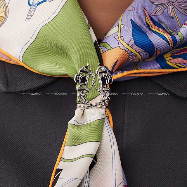 2023AW HERMES Scarf ring 70 Brides de GalaPalladium Brass Silver HW[EXCELLENT][Authentic]