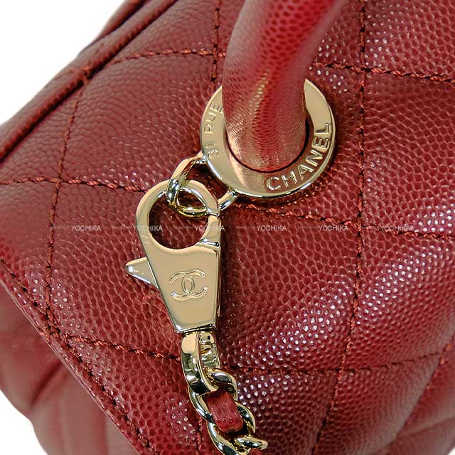 CHANEL Shoulder bag Matelasse Coco Handle Top Handle XS 24 Bordeaux Graind Calf(Caviarskin) Champagne Gold HW A92990[BRAND NEW][Authentic]