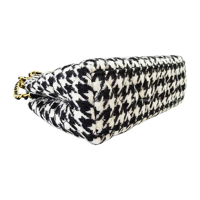 2024‐2025AW CHANEL Shoulder bag Chain Houndstooth Pattern Mini Shopping Bag Noir (Black)/Blanc (White) Wool Antique Matte Gold HW AS4416[EXCELLENT][Authentic]