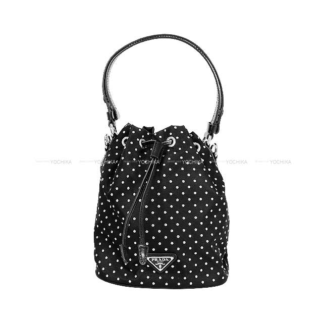 PRADA Shoulder bag Re-Nylon Studded Mini Bucket Bag Noir (Black) Nyron/Cow Leather IBE067[EXCELLENT][Authentic]