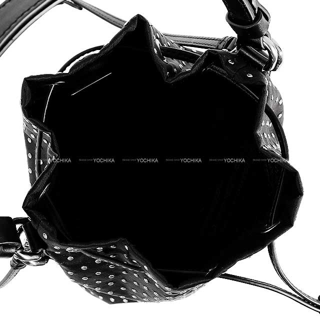 PRADA Shoulder bag Re-Nylon Studded Mini Bucket Bag Noir (Black) Nyron/Cow Leather IBE067[EXCELLENT][Authentic]