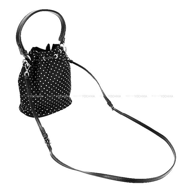 PRADA Shoulder bag Re-Nylon Studded Mini Bucket Bag Noir (Black) Nyron/Cow Leather IBE067[EXCELLENT][Authentic]