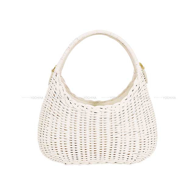 MIUMIU Shoulder bag Wonder Wicker Hobo Blanc (White) Rattan/Calf Gold HW 58C125[BRAND NEW][Authentic]