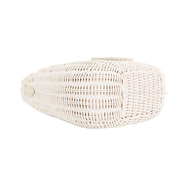 MIUMIU Shoulder bag Wonder Wicker Hobo Blanc (White) Rattan/Calf Gold HW 58C125[BRAND NEW][Authentic]