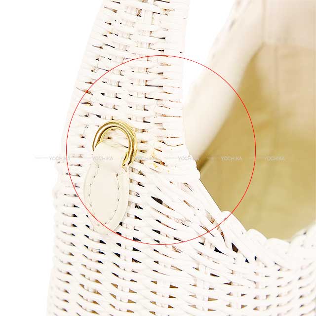 MIUMIU Shoulder bag Wonder Wicker Hobo Blanc (White) Rattan/Calf Gold HW 58C125[BRAND NEW][Authentic]