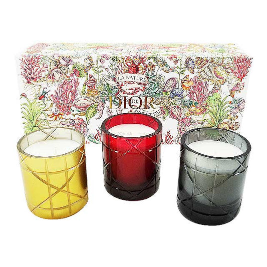 Dior Cannage Mini Aroma Candle Set Gold/Red/Grey Wax/Glass[BRAND NEW][Authentic]