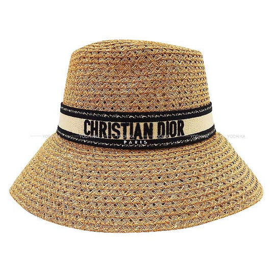 Dioriviera Capsule Collection Dior hat D-Bobby Wide Brim Hat #57 Beige Paper/Polyester 34DBP924G153_C160[BRAND NEW][Authentic]