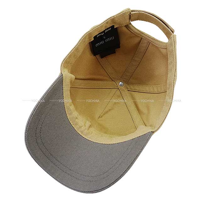 MIUMIU cap Drill Baseball Sand/Marble Cotton S 5HC179[BRAND NEW][Authentic]