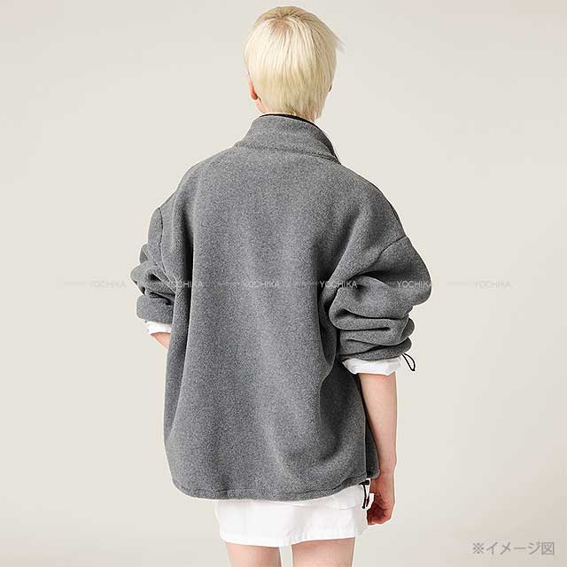 Miu Miu Hooded sweatshirt Logo Fleece Sweatshirt Grey Polyester XS MJL042[BRAND NEW][Authentic]