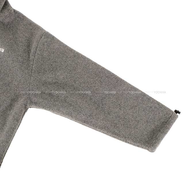 Miu Miu Hooded sweatshirt Logo Fleece Sweatshirt Grey Polyester XS MJL042[BRAND NEW][Authentic]