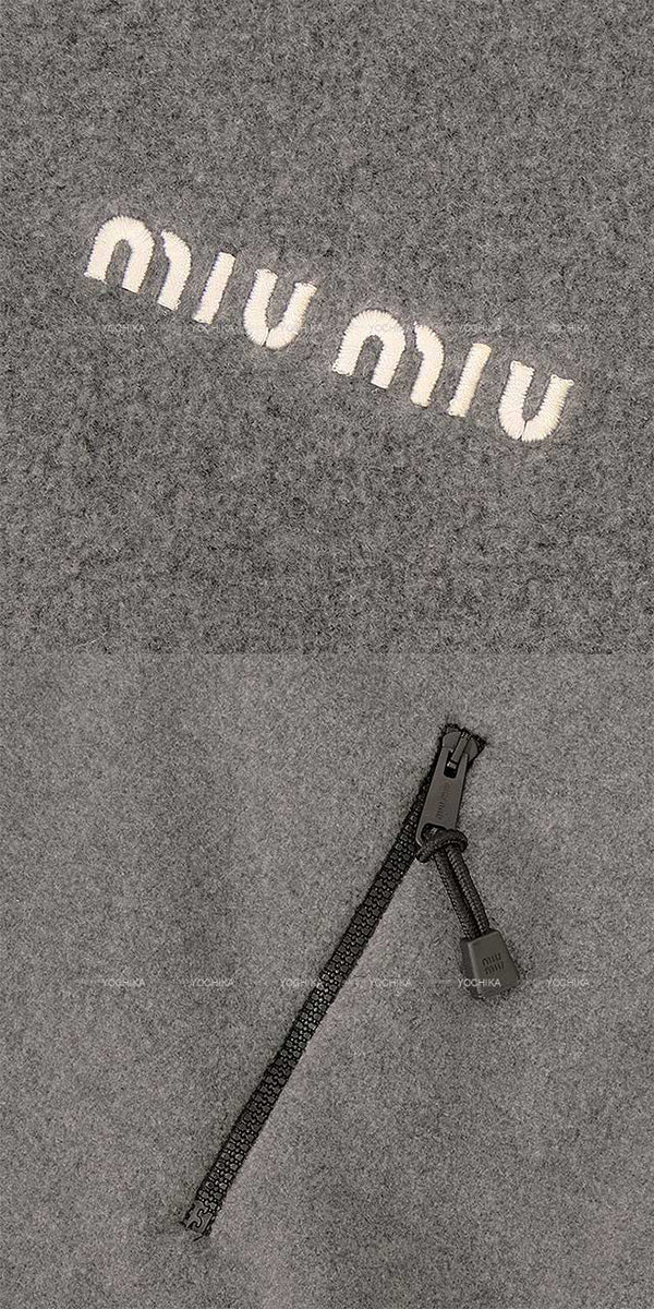 Miu Miu Hooded sweatshirt Logo Fleece Sweatshirt Grey Polyester XS MJL042[BRAND NEW][Authentic]