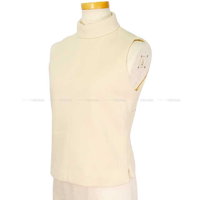 CELINE Tops Ladies Sleeveless Overturned Collar Cream Wool S 75PY2X37012CR[BRAND NEW][Authentic]