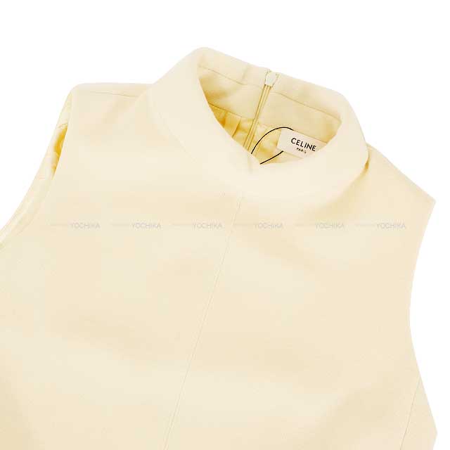 CELINE Tops Ladies Sleeveless Overturned Collar Cream Wool S 75PY2X37012CR[BRAND NEW][Authentic]