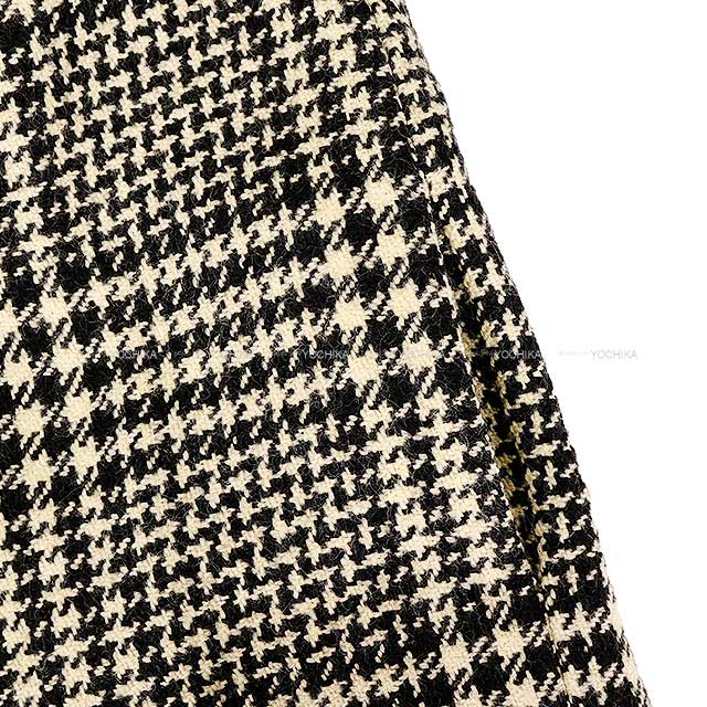 CELINE Stainless collar coat Ladies Sixteen Houndstooth Pattern Logo Buttons Ivory/Black Wool/Tweed 36 2MC93C391Z.[BRAND NEW][Authentic]