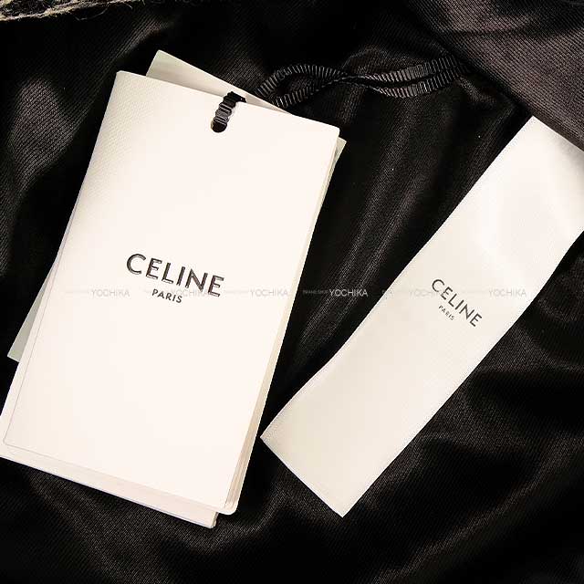 CELINE Stainless collar coat Ladies Sixteen Houndstooth Pattern Logo Buttons Ivory/Black Wool/Tweed 36 2MC93C391Z.[BRAND NEW][Authentic]