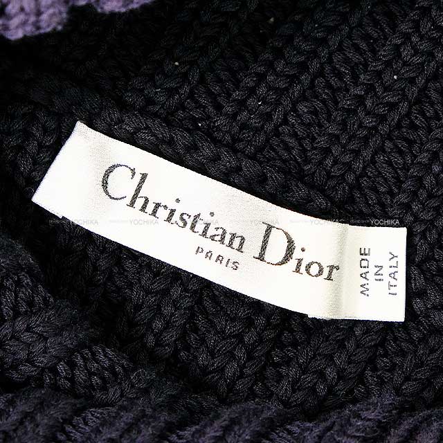 Dior Sweater Mariniere D Stripe Turtle Neck Border Button Knit Blanc (White)/Navy Cotton / Polyamide 34 444529AM792[EXCELLENT][Authentic]