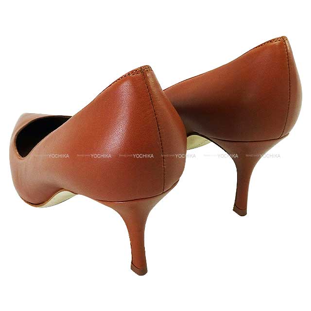 MANOLO BLAHNIK pumps Pointed Toe Kietta 70 Heel #38 Brown Nappa Leather 665-42WKIENAP074[EXCELLENT][Authentic]