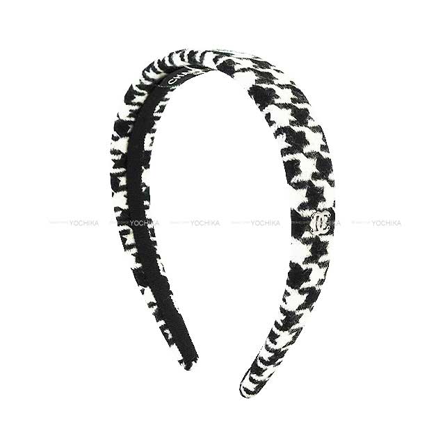 2024 AW CHANEL hair accessories Headband Coco Houndstooth Pattern Headband Noir (Black)/Blanc (White) Wool AAA262[BRAND NEW][Authentic]