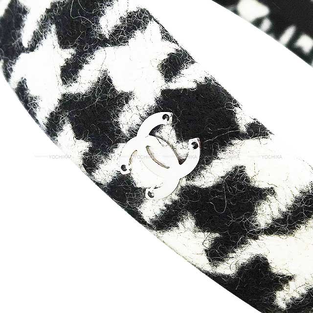 2024 AW CHANEL hair accessories Headband Coco Houndstooth Pattern Headband Noir (Black)/Blanc (White) Wool AAA262[BRAND NEW][Authentic]