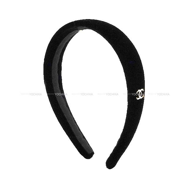 CHANEL hair accessories Ladies Headband Coco Headset Hairband Noir (Black) Velour Champagne Gold HW AA8558[EXCELLENT][Authentic]