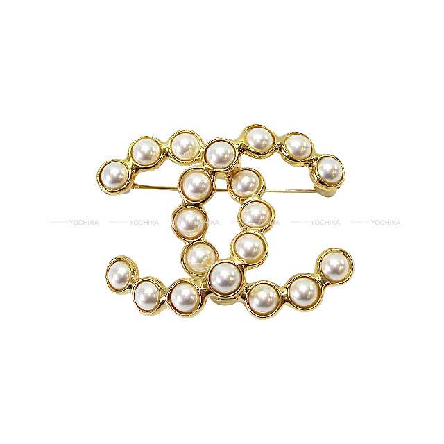 CHANEL broach Coco Mark Pearl Blanc (White)/Gold Champagne Gold HW[BRAND NEW][Authentic]