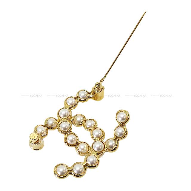 CHANEL broach Coco Mark Pearl Blanc (White)/Gold Champagne Gold HW[BRAND NEW][Authentic]