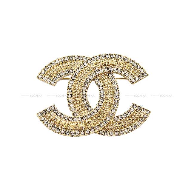 CHANEL broach Coco Mark Rhinestone Chanel Logo Gold Champagne Gold HW ABA867[BRAND NEW][Authentic]