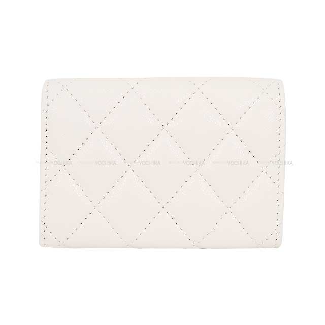 CHANEL Tri-fold wallet Matelasse Coco Mark Coin Case Compact Blanc (White) Graind Calf(Caviarskin) Champagne Gold HW AP0230[BRAND NEW][Authentic]