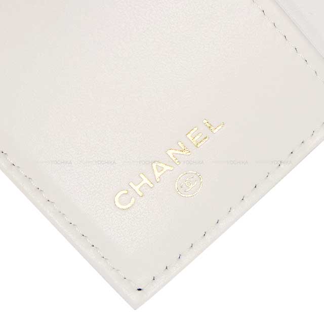 CHANEL Tri-fold wallet Matelasse Coco Mark Coin Case Compact Blanc (White) Graind Calf(Caviarskin) Champagne Gold HW AP0230[BRAND NEW][Authentic]