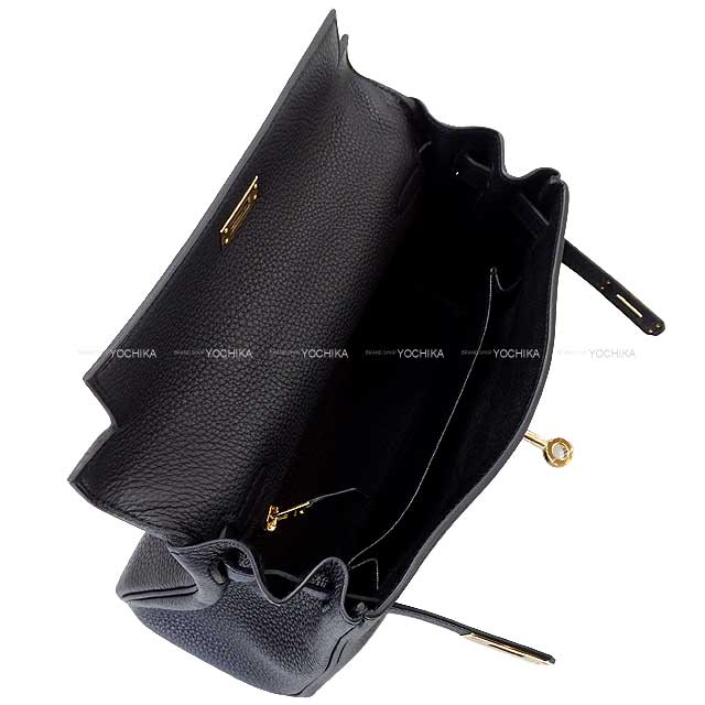 HERMES Shoulder bag Kelly25 Retourne Noir (Black) Veau Togo Champagne Gold HW Stamp W[BRAND NEW][Authentic]