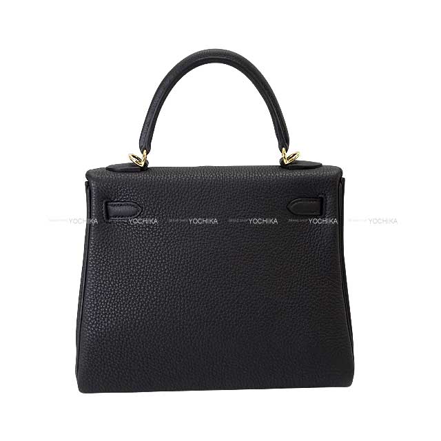 HERMES Shoulder bag Kelly25 Retourne Noir (Black) Veau Togo Champagne Gold HW Stamp W[BRAND NEW][Authentic]