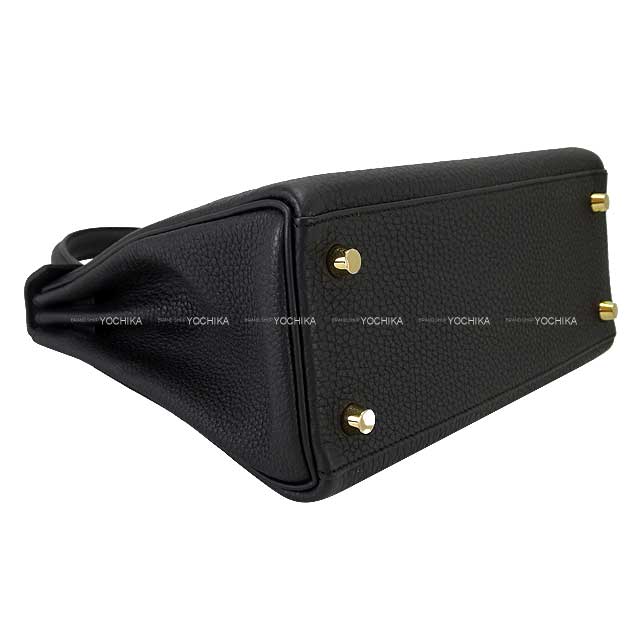 HERMES Shoulder bag Kelly25 Retourne Noir (Black) Veau Togo Champagne Gold HW Stamp W[BRAND NEW][Authentic]