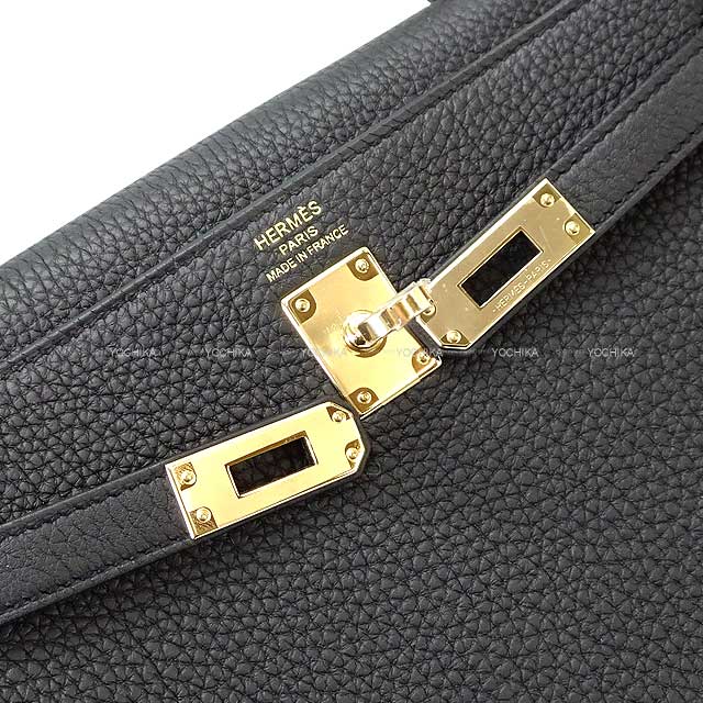 HERMES Shoulder bag Kelly25 Retourne Noir (Black) Veau Togo Champagne Gold HW Stamp W[BRAND NEW][Authentic]