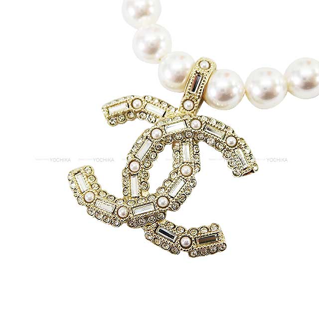 2022 AW CHANEL necklace Coco mark rhinestone pearl bijou choker Champagne Gold HW AB9711[EXCELLENT][Authentic]