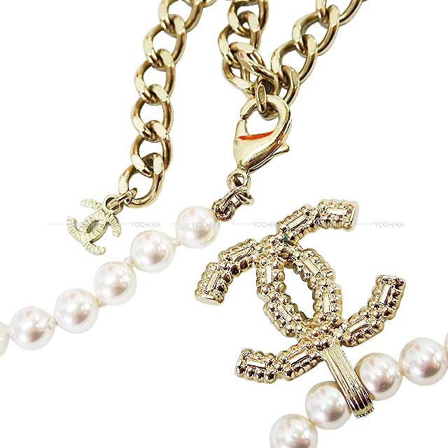 2022 AW CHANEL necklace Coco mark rhinestone pearl bijou choker Champagne Gold HW AB9711[EXCELLENT][Authentic]