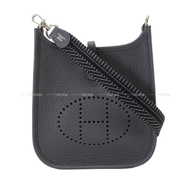 HERMES Shoulder bag Evelyne 16 TPM Sangles Caval Gris Misty/Noir (Black) Taurillon Clemence Silver HW Stamp W[BRAND NEW][Authentic]