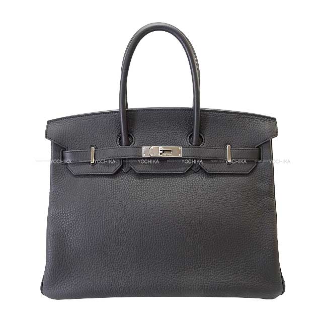 [Pre-loved] HERMES Handbag Birkin35 Noir (Black) Taurillon Clemence Silver HW Stamp □P[LIKE NEW][Authentic]