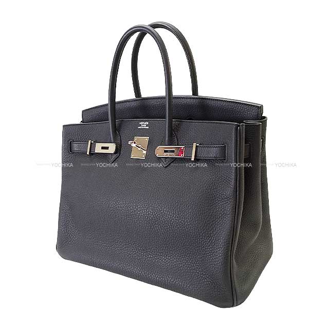 [Pre-loved] HERMES Handbag Birkin35 Noir (Black) Taurillon Clemence Silver HW Stamp □P[LIKE NEW][Authentic]