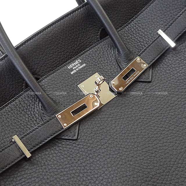 [Pre-loved] HERMES Handbag Birkin35 Noir (Black) Taurillon Clemence Silver HW Stamp □P[LIKE NEW][Authentic]