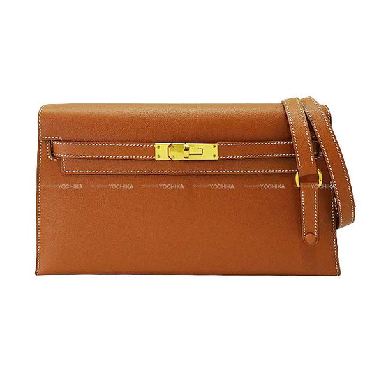 [Pre-loved] HERMES Clutch bag Kelly Elan Gold Veau Madame Gold HW Stamp B[LIKE NEW][Authentic]