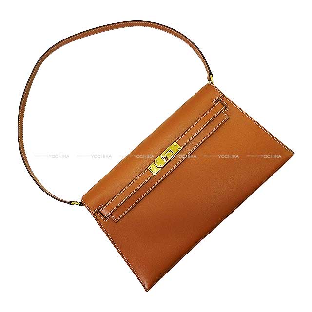 [Pre-loved] HERMES Clutch bag Kelly Elan Gold Veau Madame Gold HW Stamp B[LIKE NEW][Authentic]